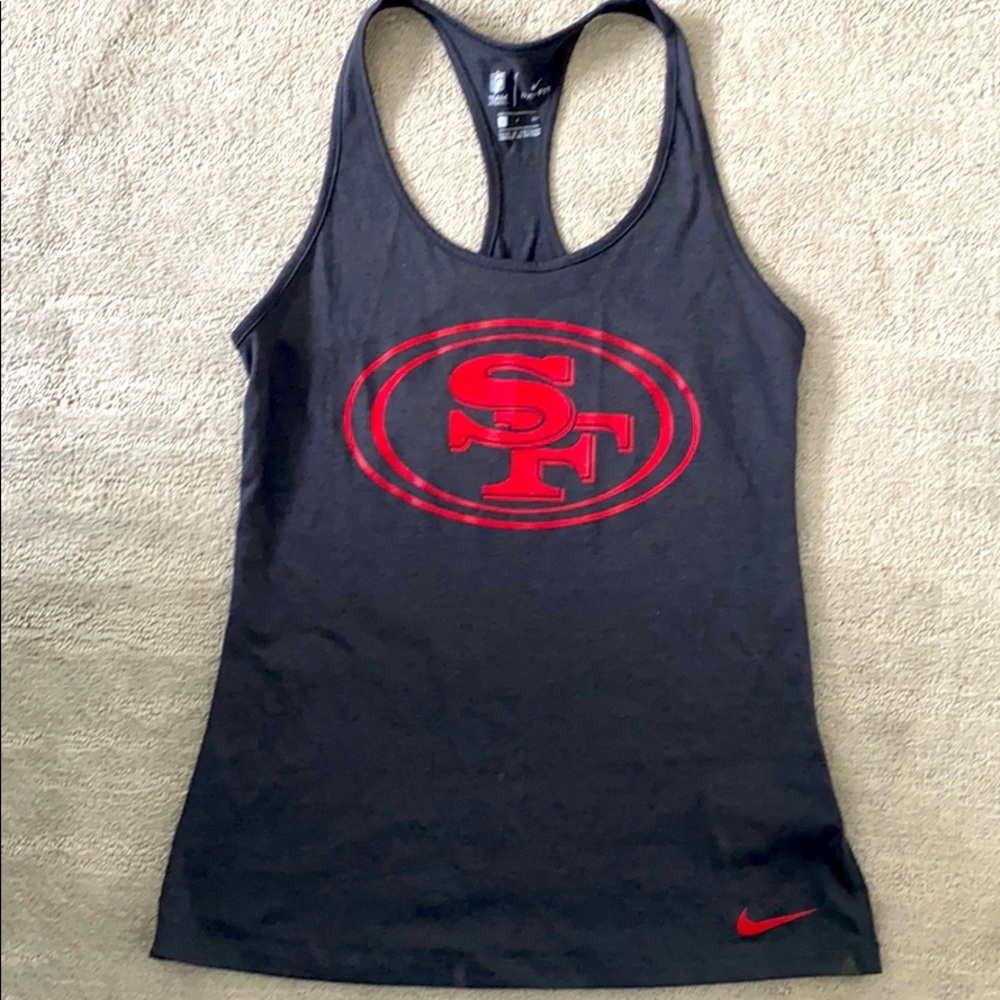 Women’s S 49ers racerback grey tank top